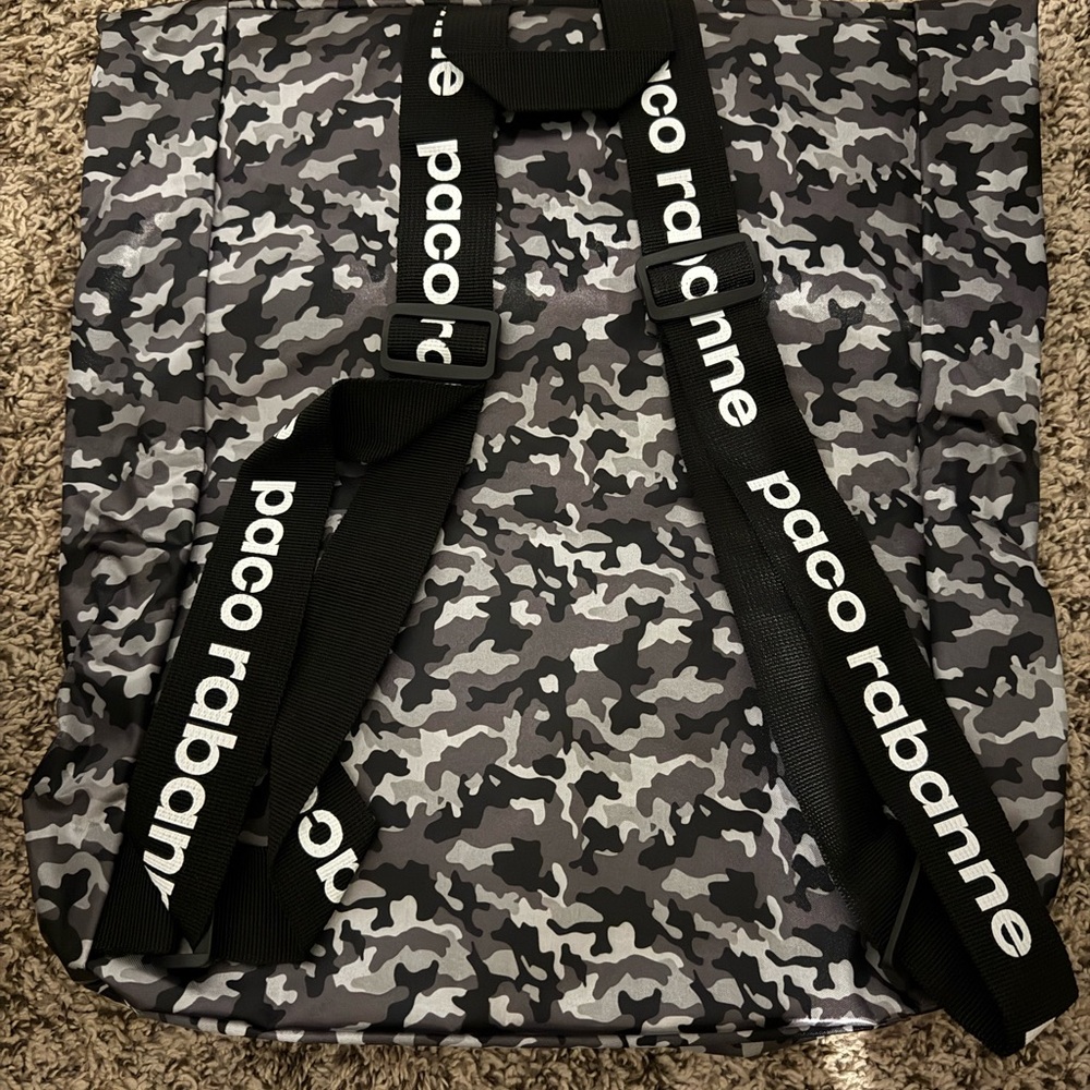 Paco Rabanne Black and Gray Camouflage Backpack
